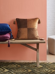 Swoon Gold Harlequin Feather Filled Velvet Cushion - Image 1 of 4