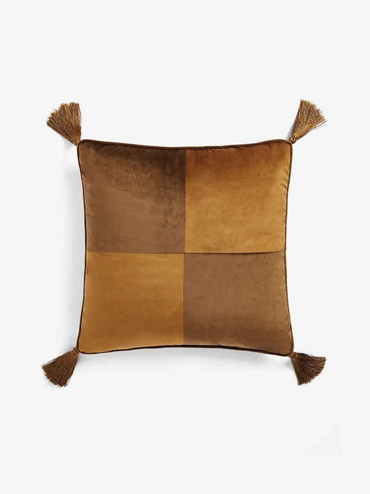 Swoon Gold Harlequin Feather Filled Velvet Cushion - Image 2 of 4