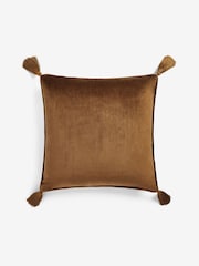 Swoon Gold Harlequin Feather Filled Velvet Cushion - Image 3 of 4