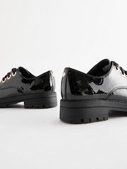 Black Patent Standard Fit (F) School Rose Gold Eyelet Lace Up Shoes - Image 4 of 6
