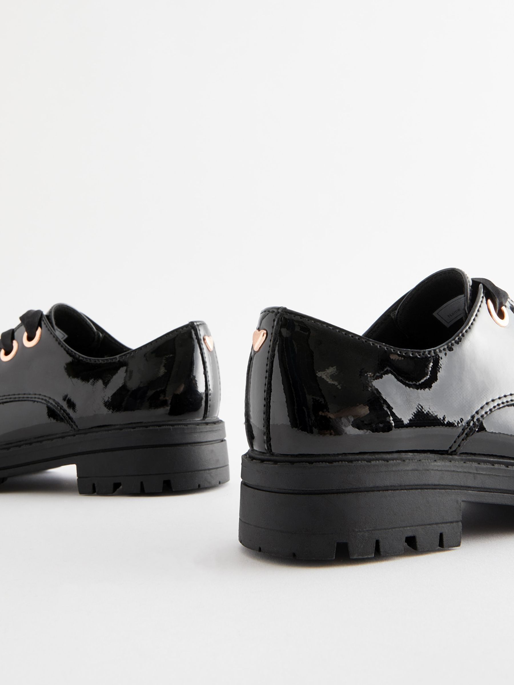 Buy Black Patent Wide Fit G School Rose Gold Eyelet Lace Up Shoes from Next Luxembourg