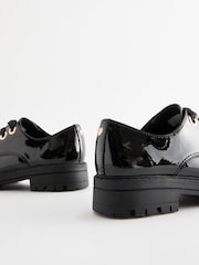 Black Patent Wide Fit (G) School Rose Gold Eyelet Lace Up Shoes - Image 5 of 6
