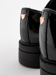 Black Patent Wide Fit (G) School Rose Gold Eyelet Lace Up Shoes - Image 6 of 6