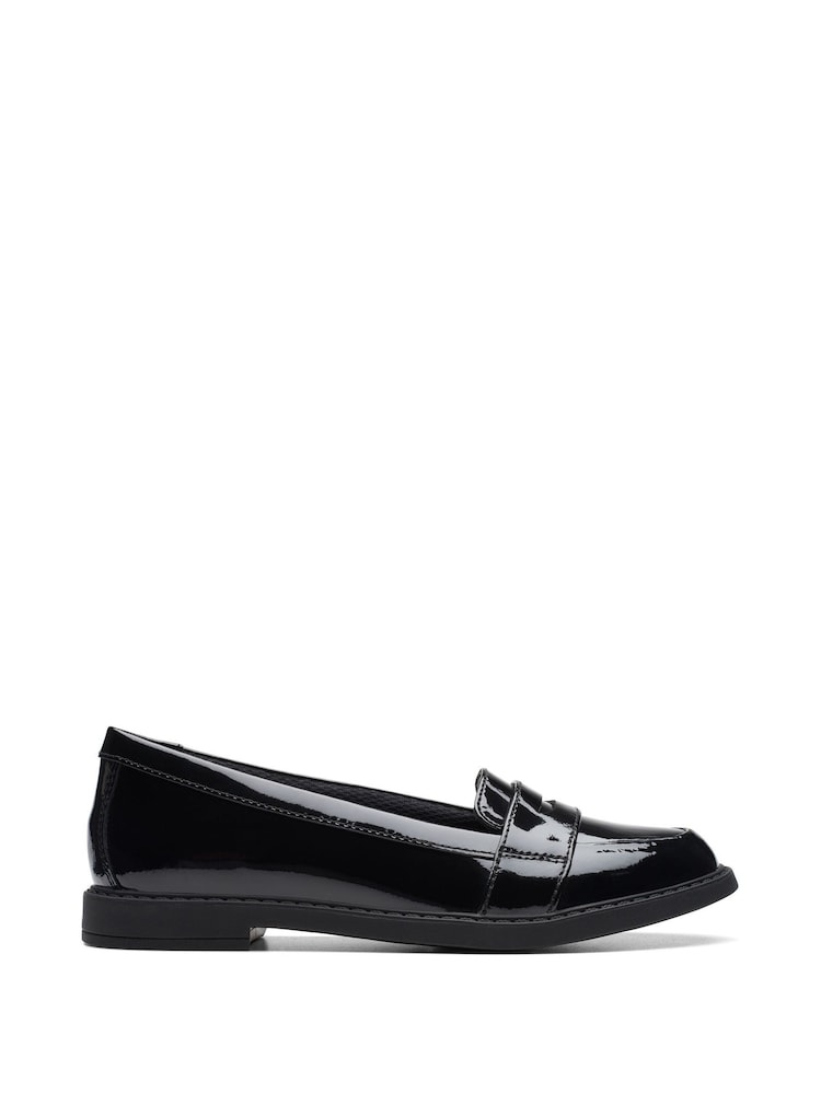 Clarks Black Multi Fit Patent Scala Loafer Shoes - Image 1 of 7