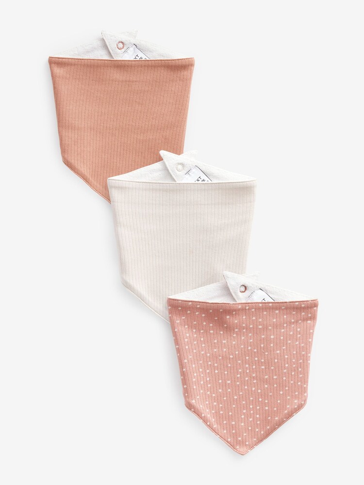 Peachy Pink 3 Pack Baby Bibs - Image 1 of 4