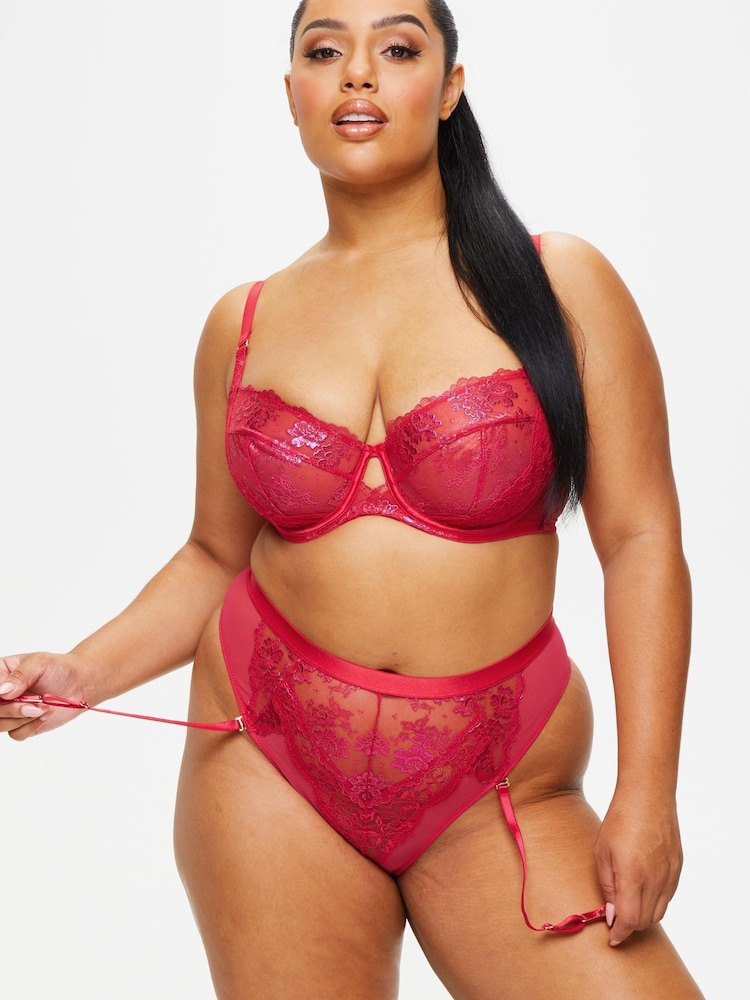 Ann Summers Red The Carmen Lace DD+ Non Pad Balcony Bra - Image 1 of 4