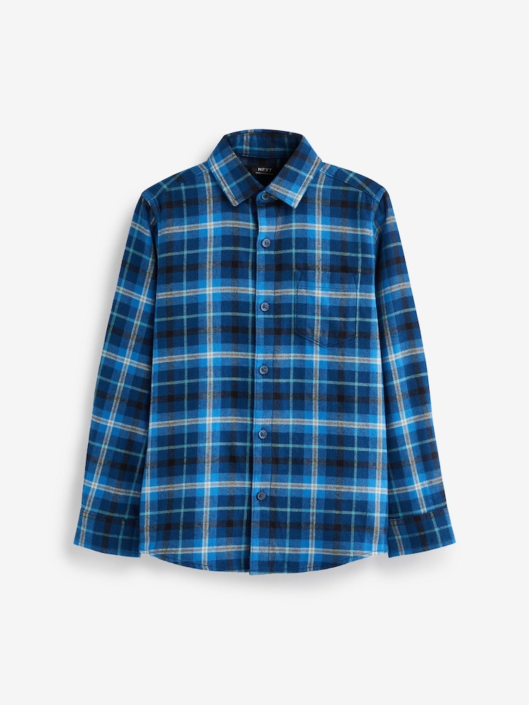 Blue Long Sleeve Check Shirt (3-16yrs) - Image 1 of 1 Blue Long Sleeve Check Shirt (3-16yrs) - Image 1 of 1