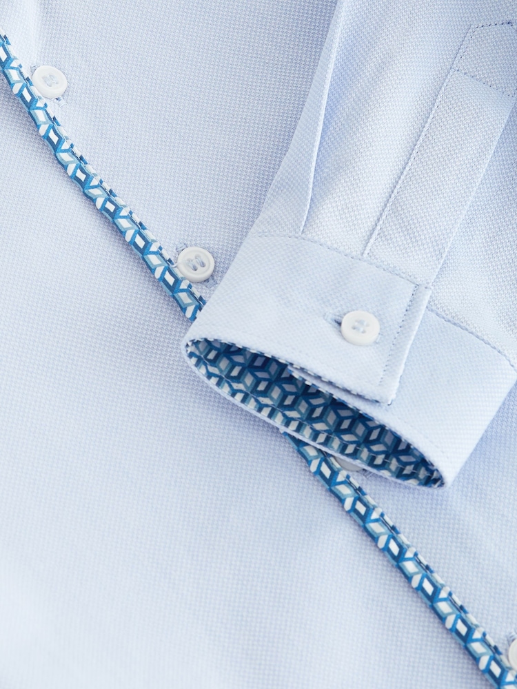 Blue Long Sleeve Smart Shirt With Trim (3-16yrs) - Image 3 of 3