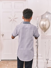 Blue 100% Cotton Short Sleeve Smart Shirt (3-16yrs) - Image 3 of 7