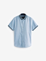 Blue 100% Cotton Short Sleeve Smart Shirt (3-16yrs) - Image 5 of 7