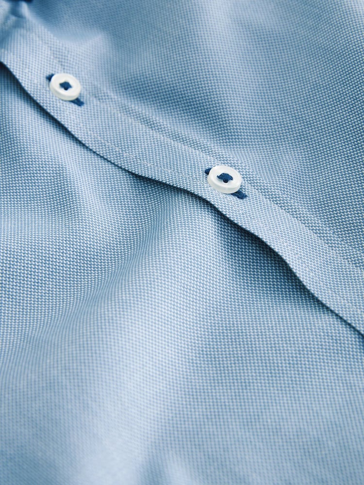 Blue 100% Cotton Short Sleeve Smart Shirt (3-16yrs) - Image 7 of 7