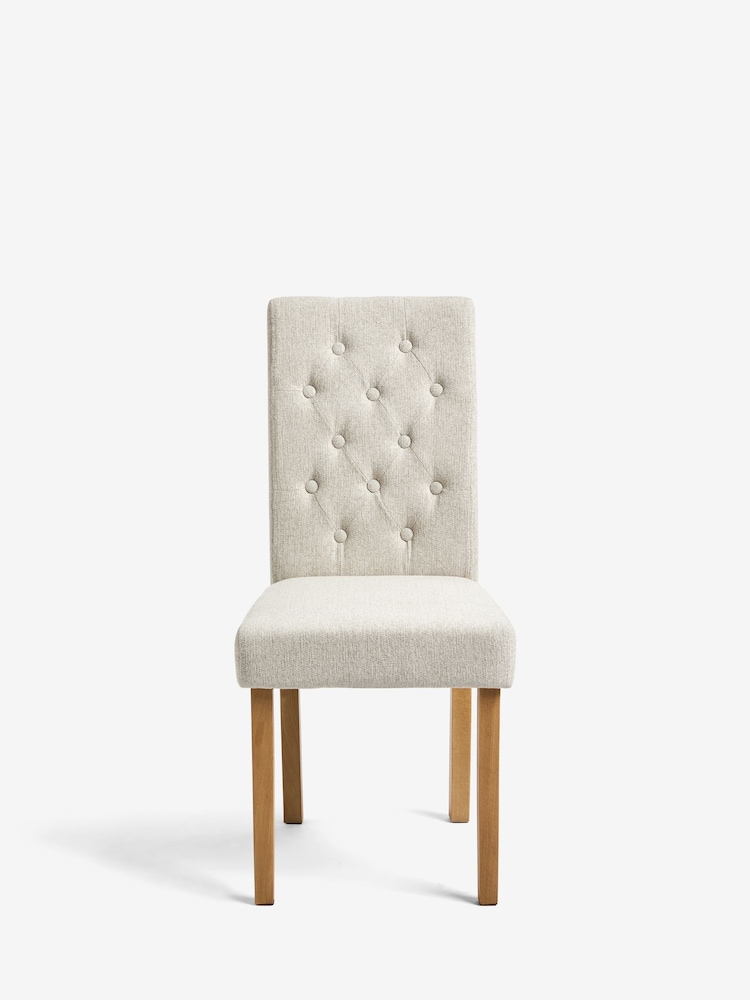 Set of 2 Tweedy Chenille Oyster Milford Light Wood Leg Dining Chairs - Image 2 of 8 Set of 2 Tweedy Chenille Oyster Milford Light Wood Leg Dining Chairs - Image 2 of 8