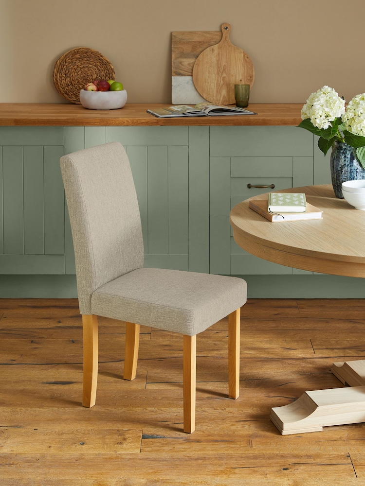 Set of 2 Tweedy Chenille Oyster Milford Dining Chairs - Image 1 of 8
