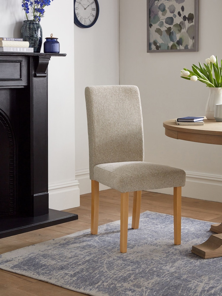 Set of 2 Tweedy Chenille Mid Natural Milford Dining Chairs - Image 1 of 8