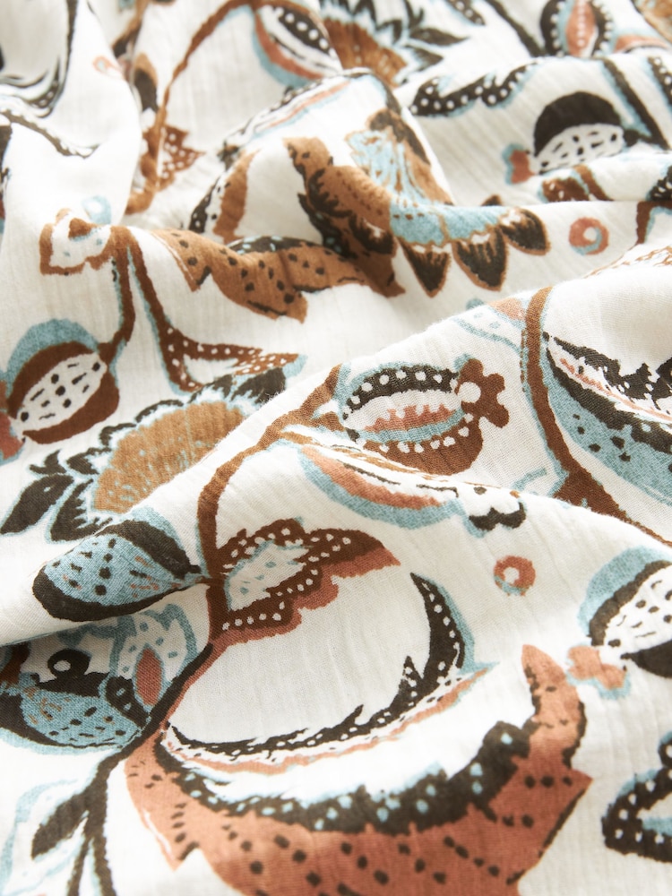 Cream Floral 100% Cotton Bandeau Cut-Out Midi Summer Dress - Image 7 of 7
