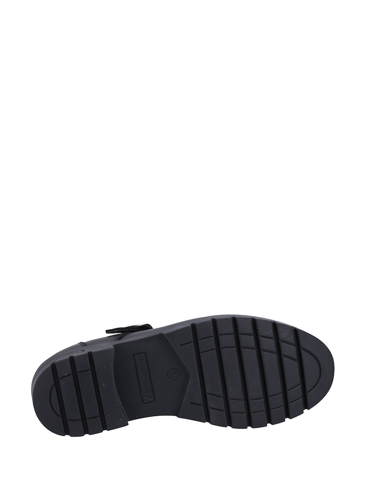 Schwarzes Leder - Hush Puppies Senior Fiona Black Patent School Shoes - Bild 4 von 4