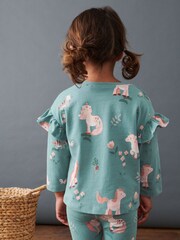 Зеленый с единорогом - Топ с длинными рукавами и оборками (3mths-7yrs) - Изображение 3 из 6