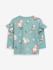 Зеленый с единорогом - Топ с длинными рукавами и оборками (3mths-7yrs) - Изображение 6 из 6