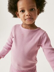 Purple Long Sleeve Lace Trim Rib T-Shirt (3mths-7yrs) - Image 1 of 1