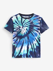 Navy Blue Tie Dye All-Over Print Short Sleeve T-Shirt (3-16yrs) - Image 1 of 2