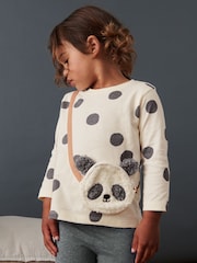 Black/White Panda Long Sleeve Bag T-Shirt (3mths-7yrs) - Image 1 of 6