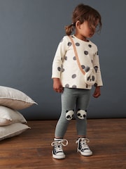 Black/White Panda Long Sleeve Bag T-Shirt (3mths-7yrs) - Image 2 of 6