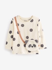 Black/White Panda Long Sleeve Bag T-Shirt (3mths-7yrs) - Image 5 of 6
