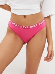 White/Blue/Pink/Green Bikini Cotton Rich Logo Knickers 4 Pack - Image 2 of 8