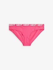 White/Blue/Pink/Green Bikini Cotton Rich Logo Knickers 4 Pack - Image 7 of 8
