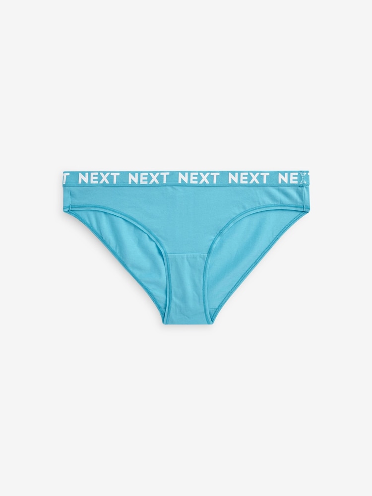 White/Blue/Pink/Green Bikini Cotton Rich Logo Knickers 4 Pack - Image 8 of 8
