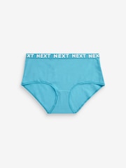 White/Blue/Pink/Green Midi Cotton Rich Logo Knickers 4 Pack - Image 5 of 8
