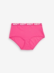 White/Blue/Pink/Green Midi Cotton Rich Logo Knickers 4 Pack - Image 7 of 8
