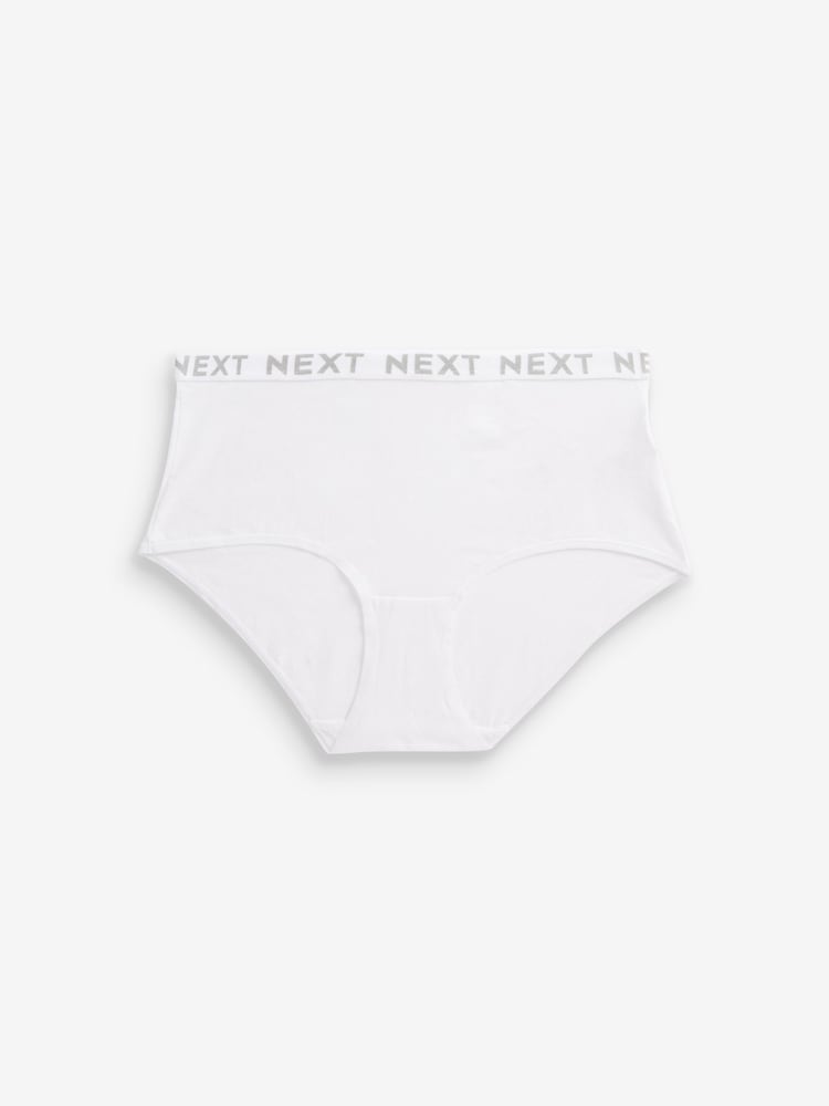 White/Blue/Pink/Green Midi Cotton Rich Logo Knickers 4 Pack - Image 8 of 8
