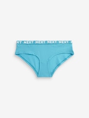 White/Blue/Pink/Green Short Cotton Rich Logo Knickers 4 Pack - Image 6 of 8