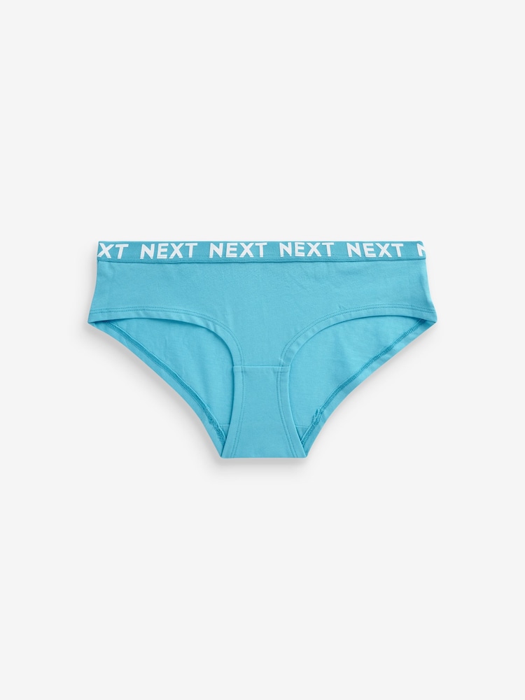 White/Blue/Pink/Green Short Cotton Rich Logo Knickers 4 Pack - Image 6 of 8