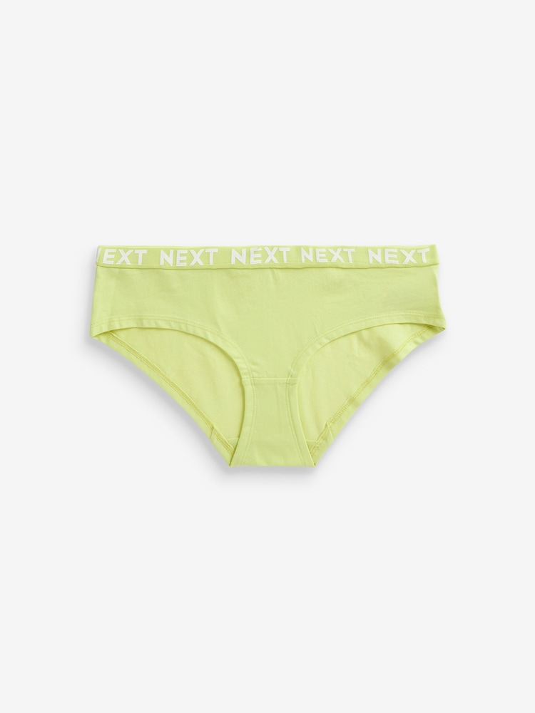 White/Blue/Pink/Green Short Cotton Rich Logo Knickers 4 Pack - Image 7 of 8