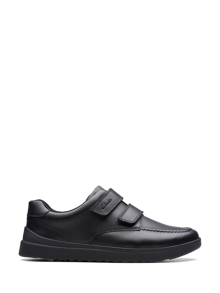 Clarks Black Multi Fit Leather Goal Style Shoes - Image 1 of 7