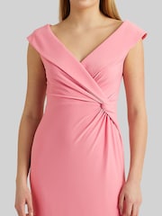 Lauren Ralph Lauren Pink Stretch Off Shoulder Leonidas Maxi Evening Dress - Image 5 of 6