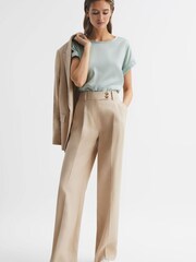 Reiss Mint Helen Silk Front Crew Neck T-Shirt - Image 3 of 6