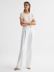 Reiss Nude Helen Silk Front Crew Neck T-Shirt - Image 3 of 5