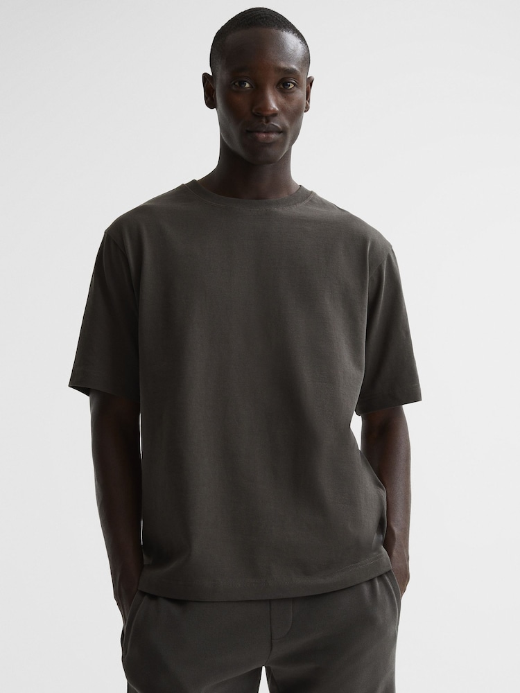 Reiss Washed Black Tate Oversized Garment Dye T-Shirt - Image 1 of 7