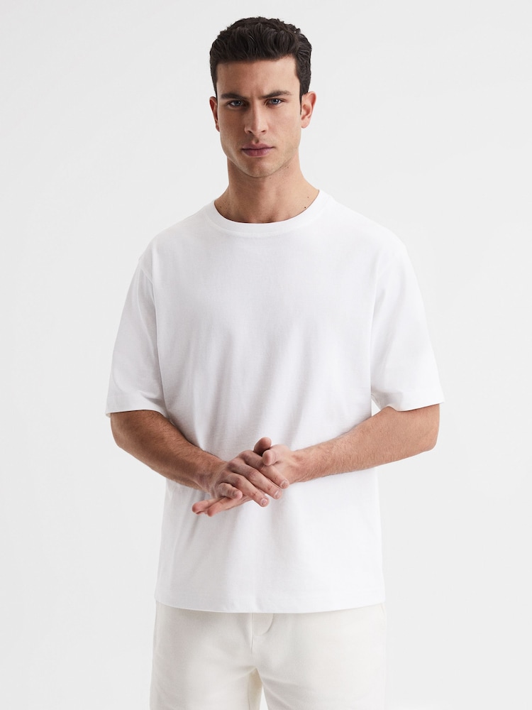 Reiss White Tate Oversized Garment Dye T-Shirt - Image 1 of 6