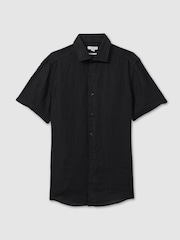 Reiss Black Holiday Slim Fit Linen Shirt - Image 2 of 5