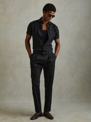 Reiss Black Holiday Slim Fit Linen Shirt - Image 3 of 5