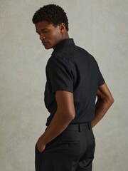 Reiss Black Holiday Slim Fit Linen Shirt - Image 4 of 5