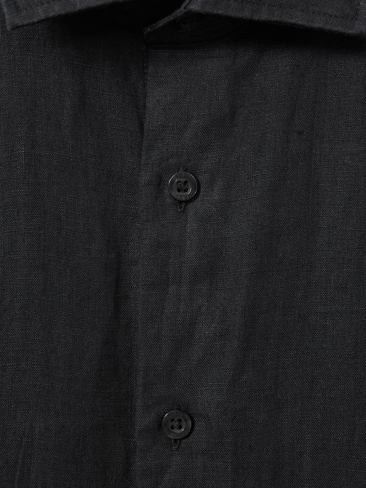 Reiss Black Holiday Slim Fit Linen Shirt - Image 5 of 5