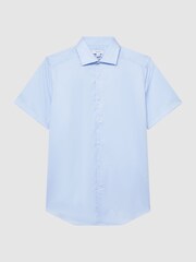 Reiss Soft Blue Tristan Slim Fit Cotton Satin Blend Shirt - Image 2 of 6