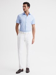 Reiss Soft Blue Tristan Slim Fit Cotton Satin Blend Shirt - Image 3 of 6