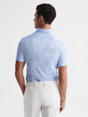Reiss Soft Blue Tristan Slim Fit Cotton Satin Blend Shirt - Image 5 of 6