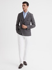 Reiss Soft Blue Tristan Slim Fit Cotton Satin Blend Shirt - Image 6 of 6